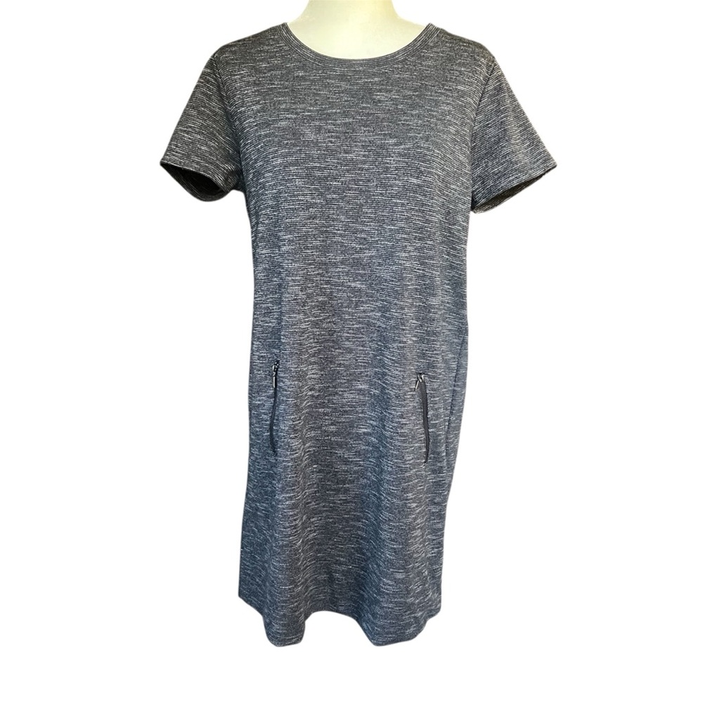 Paraphrase Heather Grey Casual Short Sleeve Shift Dress with Pockets Size Small